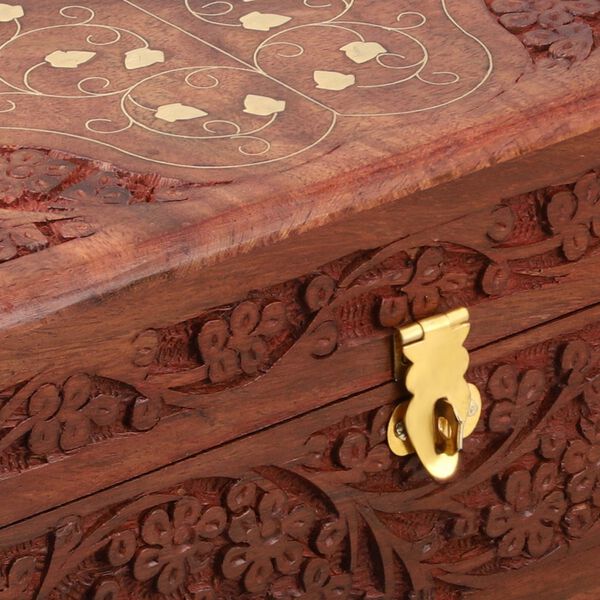 Sheesham Handgeschnitzte Schmuckschatulle: 2 Schichten, 23x13 cm, braun image number 7