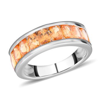 Nat&uuml;rlicher, Spessartin Granat Ring, 925 Silber platiniert (Gr&ouml;&szlig;e 20.00) ca. 2.61 ct