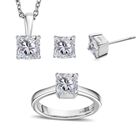 Weißer Zirkonia Schmuckset Edelstahl