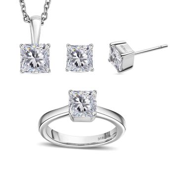 Wei&szlig;es Zirkonia-Schmuckset