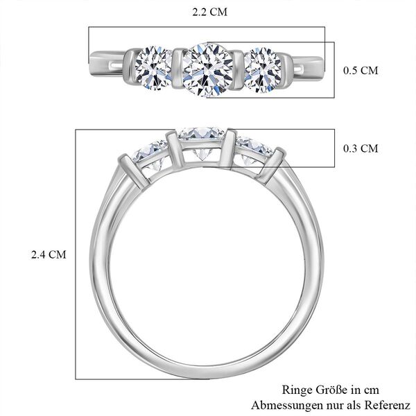 LUXURIANT SGL zertifizierter VS-GH Labor Diamant Ring, 925 Silber rhodiniert - 1 ct. image number 5