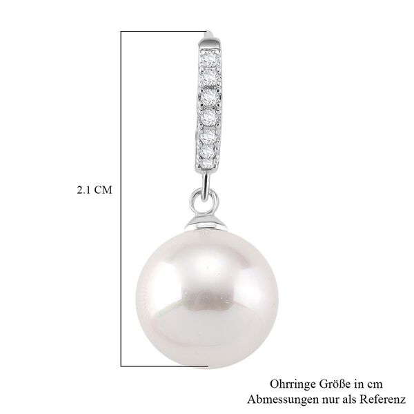 Wei&szlig;e Muschelkernperle und Zirkonia Ohrringe image number 6