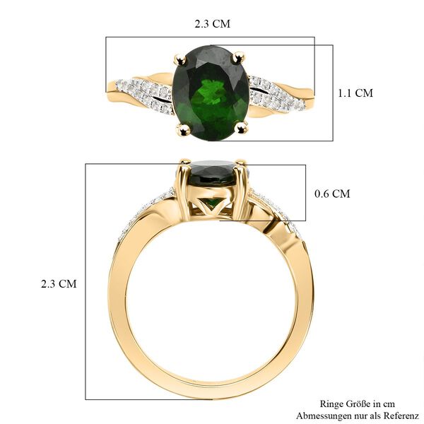 Natürlicher Chromdiopsid und weißer Zirkon-Ring, 925 Silber Zweifarbige Beschichtung  ca. 2,95 ct image number 8
