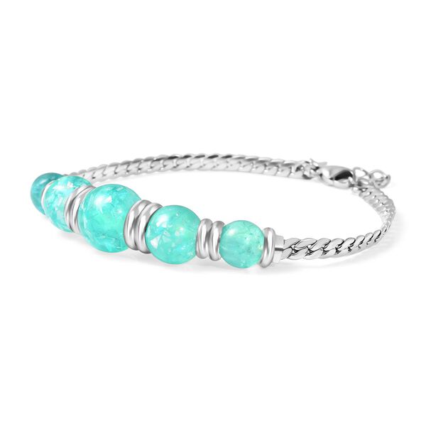 Grünes Künstlicher-Opal-Armband, ca. 18.5 cm Reiner Edelstahl ca. image number 3