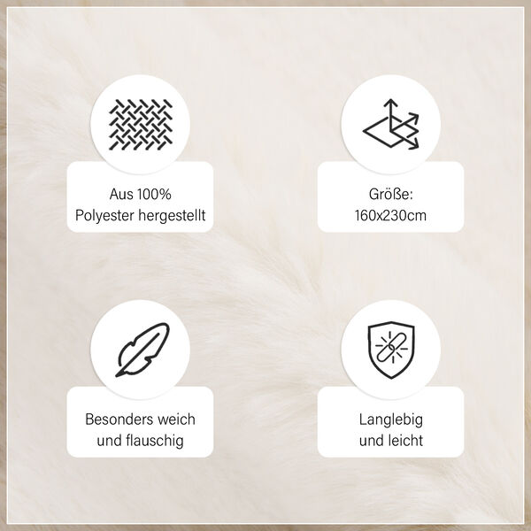 Luxury Edition: Supersoft Kunstfell Teppich, 160x230 cm, 1200 GSM, Elfenbein image number 3