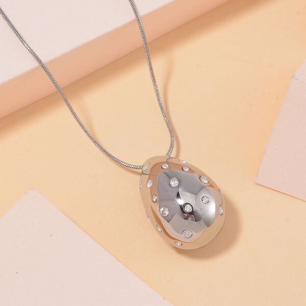 Wei&szlig;er Zirkonia Halskette ca. 50 cm Reiner Edelstahl image number 2