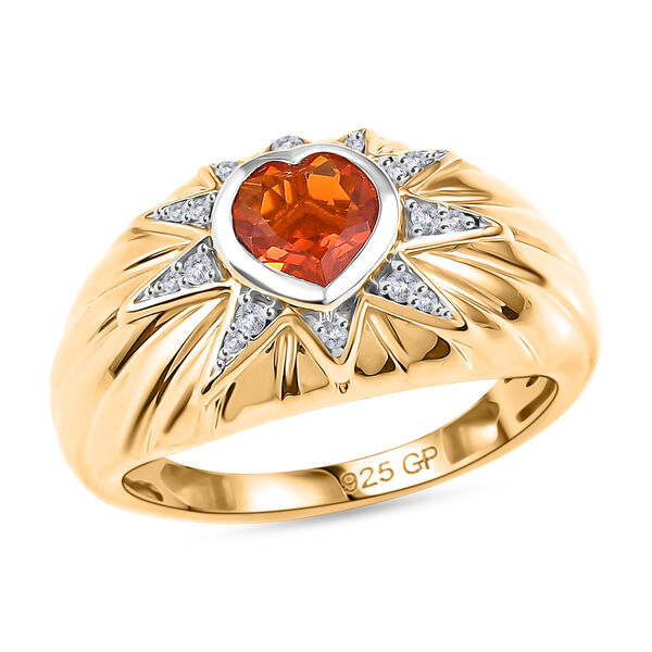 GP Celestial Kollektion- AAA Blaze Feueropal, Zirkon und Kanchanaburi blauer Saphir zweifarbiger Ring - 0,70 ct. image number 4