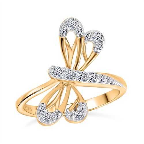 Lab Grown Diamant SI Ring 925 Silber 750 Gelbgold Vermeil (Größe 19.00) ca. 0,33 ct image number 2