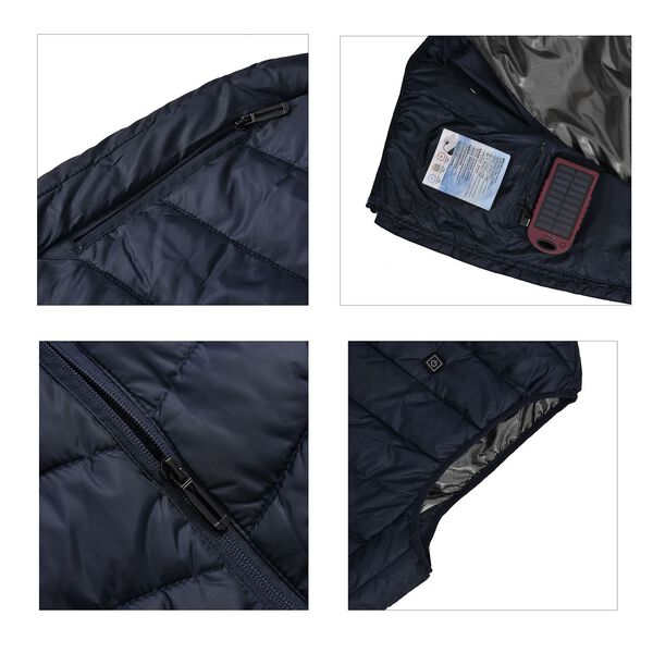 Beheizbare Weste mit 4 Heizzonen, inkl 5000Mah Solar Powerbank, Dunkelblau image number 4