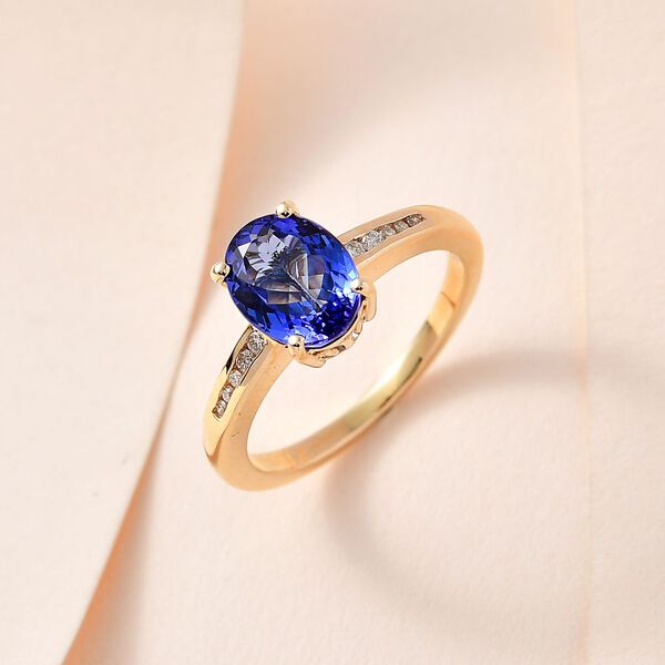AAA Tansanit und Diamant Ring in 585 Gold -1,94 ct. image number 2