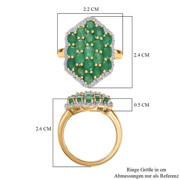 Kagem sambischer Smaragd und Zirkon Ring - 3,80 ct. image number 7