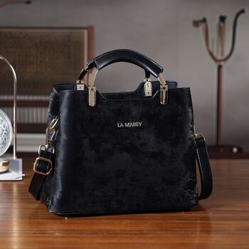 LA MAREY Crossbody Tasche mit Rei&szlig;verschlussf&auml;chern und verstellbarem Schulterriemen, 25x20x11cm, Schwarz