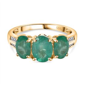 AAA Kagem sambischer Smaragd und Diamant Ring in 585 Gold - 2,90 ct.