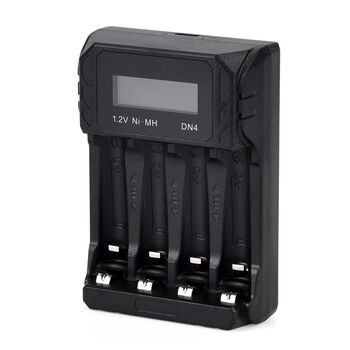 Kompakt-Ladeger&auml;t f&uuml;r AA/AAA NiMH - 4 Sch&auml;chte, LCD, USB