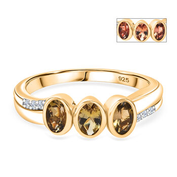 AA nat&uuml;rlicher goldener Tansanit und Zirkon Ring - 0,78 ct.