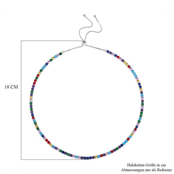 Flexible, mehrfarbige Zirkonia-Halskette, 45-66cm image number 4