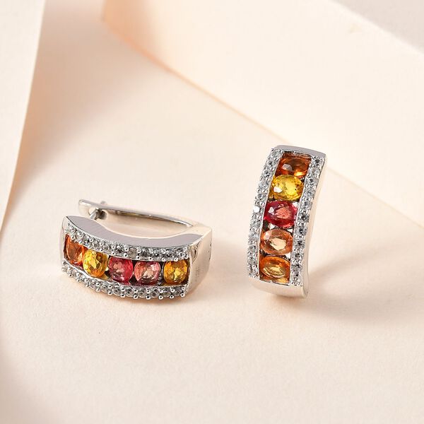 AA Mehrfarbige Saphir, wei&szlig;er Zirkon Ohrringe, 925 Silber platiniert ca. 2.76 ct image number 2