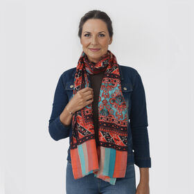 LA MAREY - 100% Kaschmirwolle Schal mit Suzani Muster, 70 x 190cm, Suzani