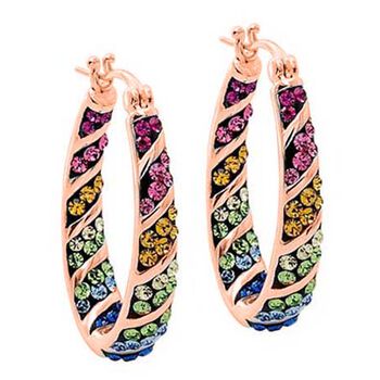 Mehrfarbige Kristall Creolen, ros&eacute;farben