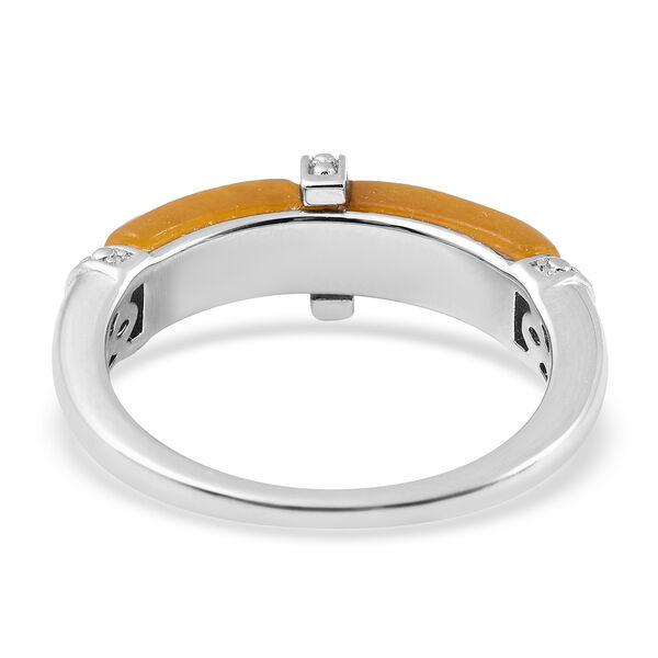Gelbe Jade und Zirkon Ring 925 Silber Rhodium-&Uuml;berzug image number 5