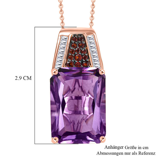 D'Joy Rose De France Amethyst, Moissanit und Mosambik Granat Ring und Anh&auml;nger mit 50cm Kette image number 7