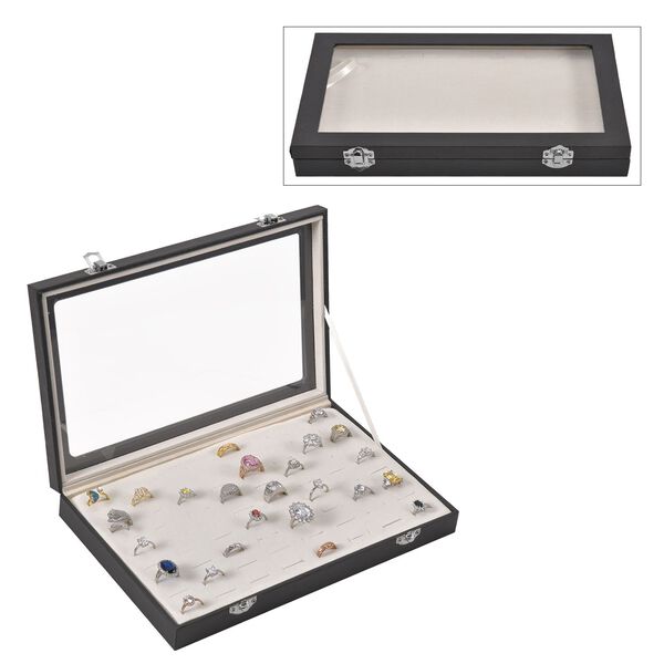 Moderne Ringschatulle mit Acryl-Fenster, 29x18.5x4cm, Schwarz