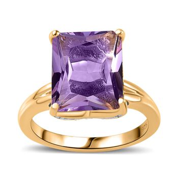 Rose De France Amethyst, Wei&szlig;er Zirkon Ring, 925 Silber Gelbgold Vermeil (Gr&ouml;&szlig;e 21.00) ca. 6.13 ct
