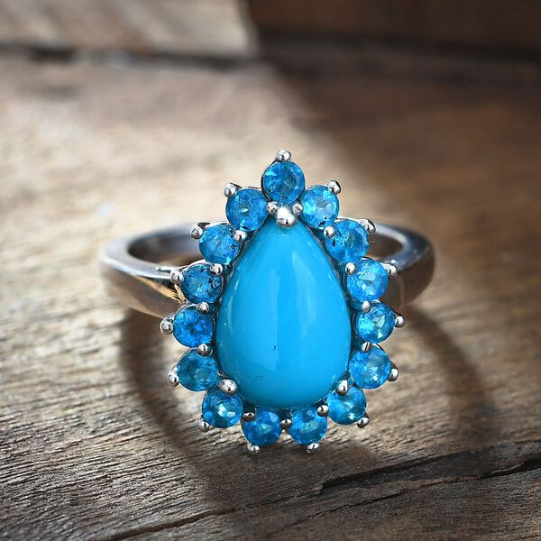 AA Sleeping Beauty T&uuml;rkis und Neon Apatit Ring - 4,09 ct. image number 2