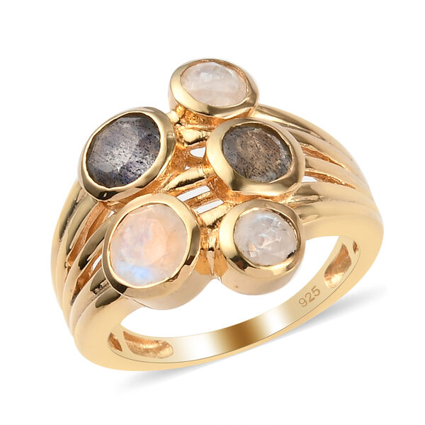 Regenbogen Mondstein und Labradorit-Ring - 2 ct. image number 4