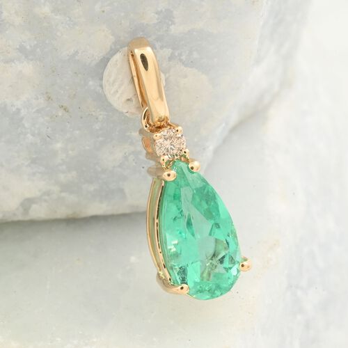 LUXORO AAA-zertifizierter und geprüfter kolumbianischer Smaragd und Diamant-Anhänger - 1,15 ct. image number 1