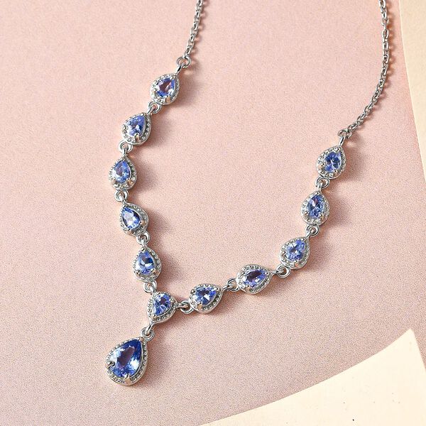 Tansanit Halskette, ca. 45 cm, 925 Silber platiniert ca. 2.27 ct image number 3