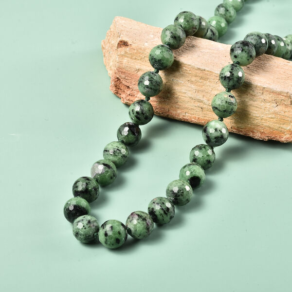 Rubin Zoisit Perlen Halskette in Silber image number 2