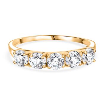 Moissanit Ring, 925 Silber Gelbgold Vermeil - 1,20 ct.