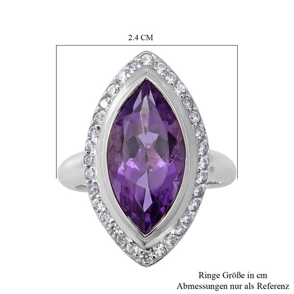 Lusaka Amethyst und Zirkon Halo Ring 925 Silber Platin &Uuml;berzug image number 5