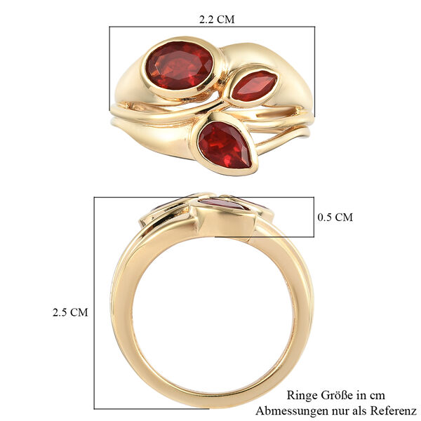 Mexikanischer Kirschfeuer-Opal Ring 925 Silber vergoldet  ca. 0,91 ct image number 6