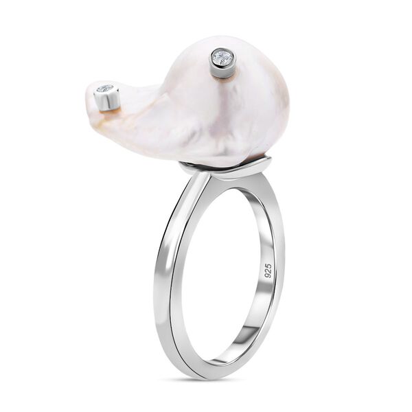 GP Regina Kollektion - weißer Barockperle, blauer Saphir und Zirkon-Ring - 0,17 ct. image number 5