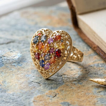 Mehrfarbiger Saphir Herz Ring - 3,27 ct.