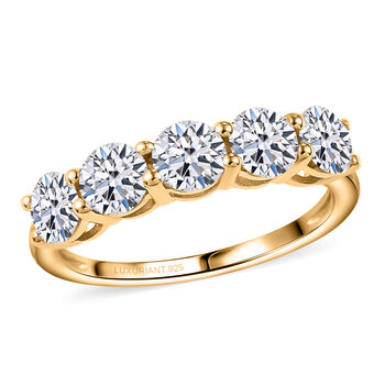 LUXURIANT SI-GH Labor Diamant Ring, 925 Silber 750 Gelbgold Vermeil - 2 ct.