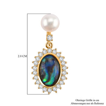 Abalone Muschel, Wei&szlig;e S&uuml;&szlig;wasser Ohrringe Nickelfreies Messing, Goldfarben