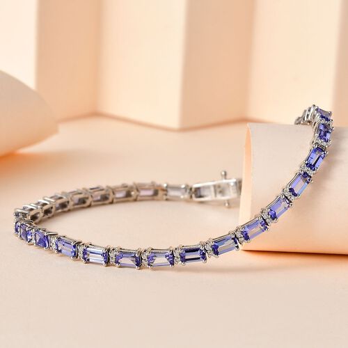 Tansanit und Moissanit Armband, 19 cm - 8,04 ct. image number 1