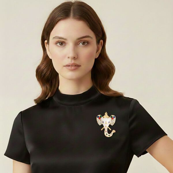 Mehrfarbiger Kristall Brosche emailliert image number 2