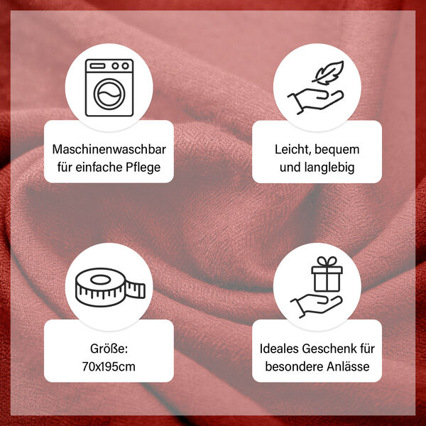 LA MAREY luxuriöser und weicher Schal aus 100% Kaschmirwolle, 70x195 cm, Kupferrot image number 4