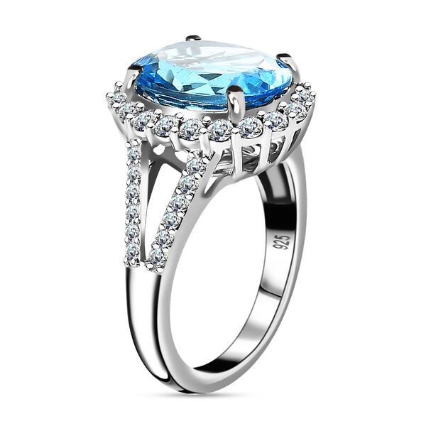 Schweizer Blautopas und Zirkon Ring 925 Silber platiniert  ca. 6,64 ct image number 5