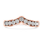 Weißer Diamant P Ring 925 Silber Roségold Vermeil (Größe 16.00)
