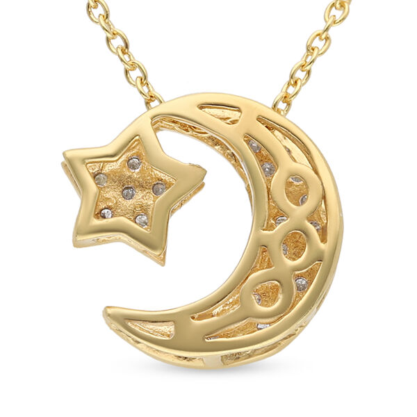 Diamant Stern und Mond Anhänger mit Kette in Silber image number 5