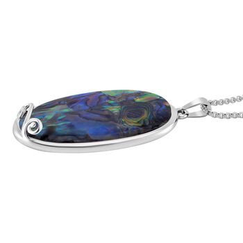 EINMALIGES ANGEBOT - Abalone Muschel Halskette, ca. 60 cm, Reiner Edelstahl