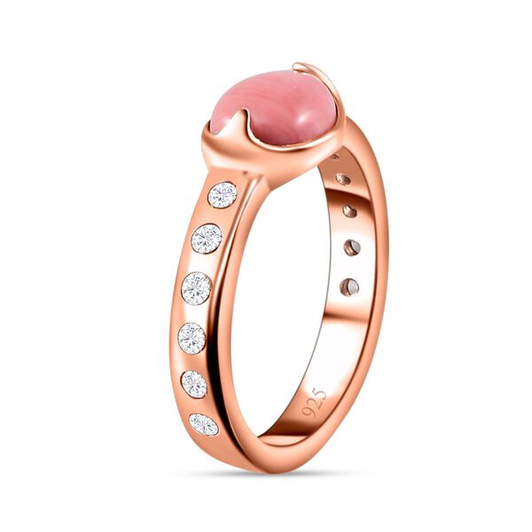 AA Oregon Sunrise Pfirsich Opal und Zirkon Ring- 1,36 ct. image number 5