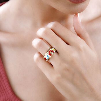 Bunte Bl&uuml;ten Diamant emaillierter Anti-Stress-Spinning-Ring