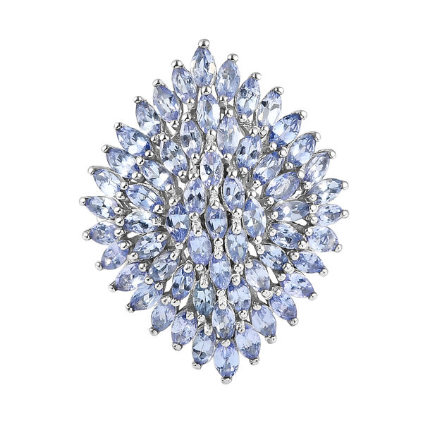 Tansanit Cluster-Ring, 925 Silber platiniert  ca. 5,78 ct image number 4