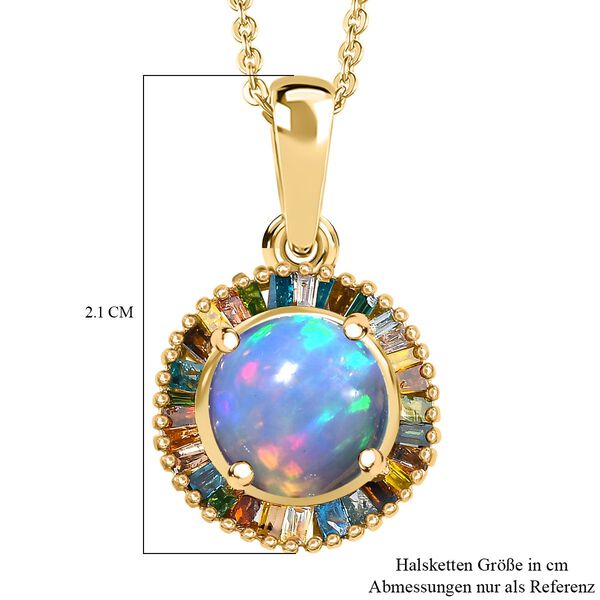 Nat&uuml;rlicher, &auml;thiopischer Welo Opal und mehrfarbiger Diamant-Anh&auml;nger mit Kette - 1,68 ct. image number 6
